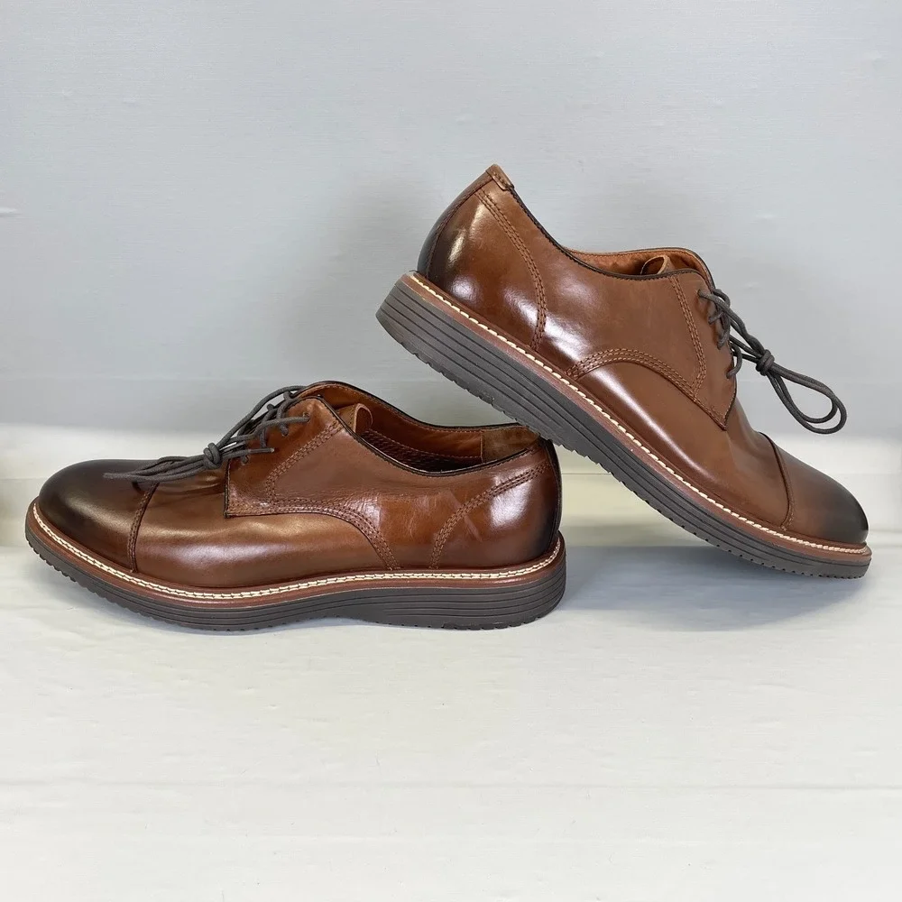 Johnston & Murphy Upton Oxford Dress Shoes Mens Size 11 M Brown Leather Cap Toe